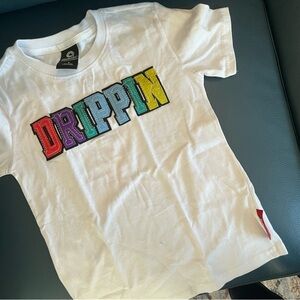 White Short Sleeve Tee with Colorful Graphic Print